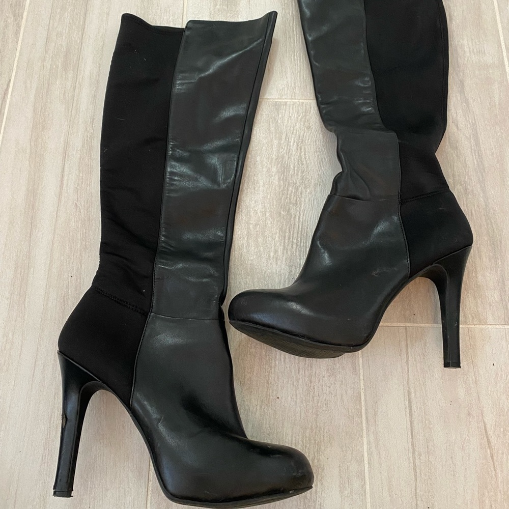 Jessica Simpson leather heeled boot with stretch